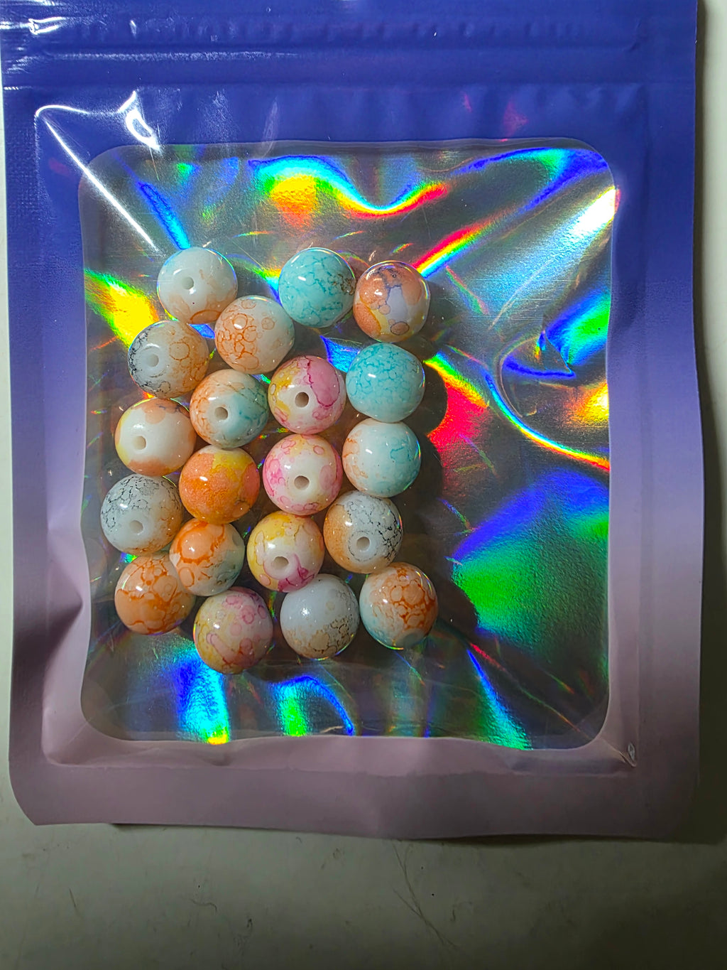 8mm oil-paintings Perlen orange/pink/blau