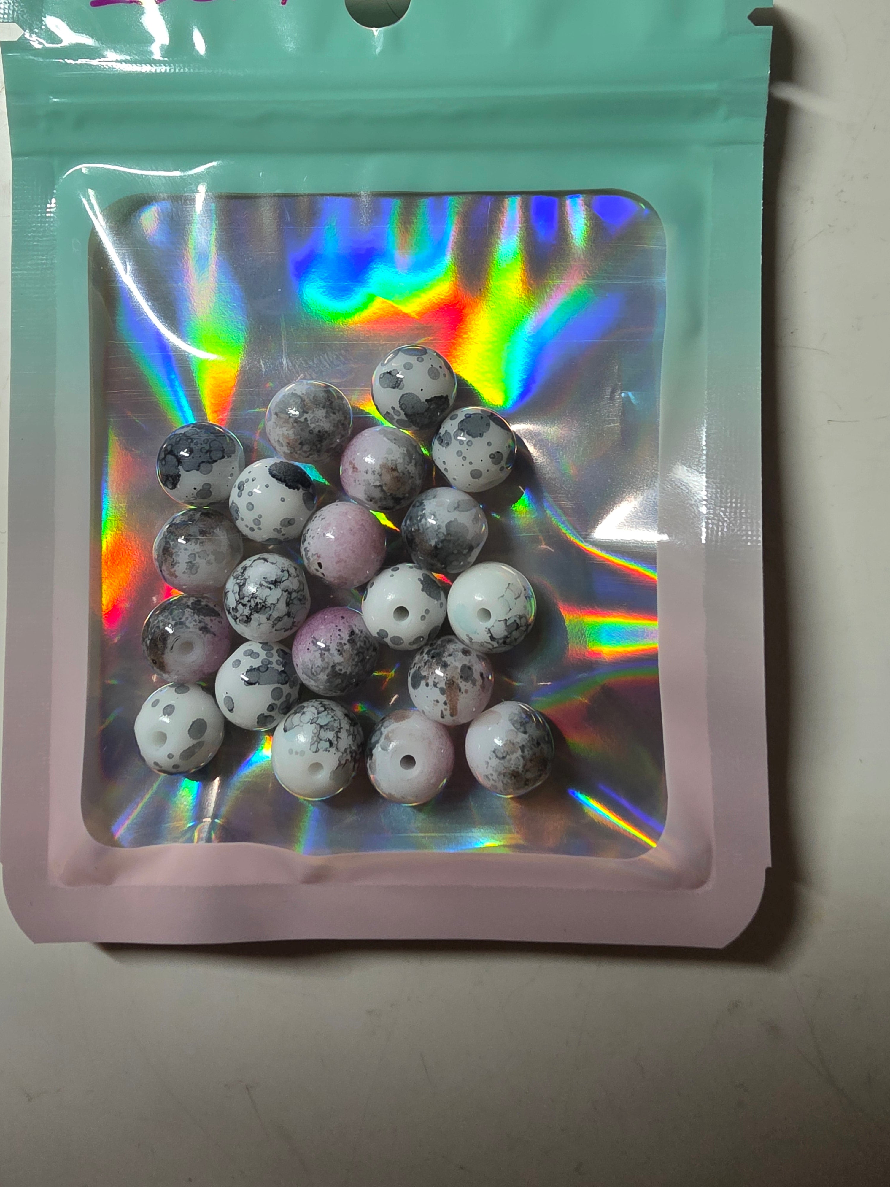 8mm oil-paintings Perlen schwarz/violett