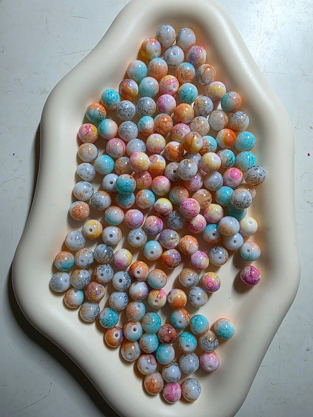 8mm oil-paintings Perlen orange/pink/blau